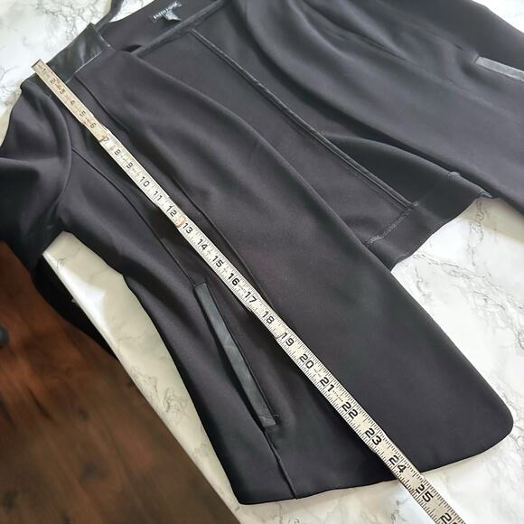 Eileen Fisher Leather & Ponte Knit Open Front Black‎ Blazer Women’s Size Medium - Picture 7 of 11